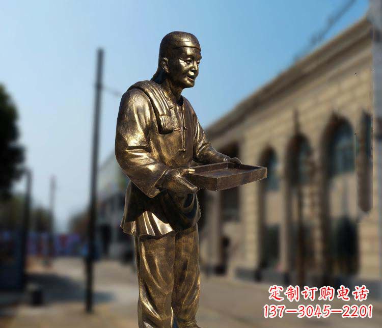 泰州店小二人物铜雕1