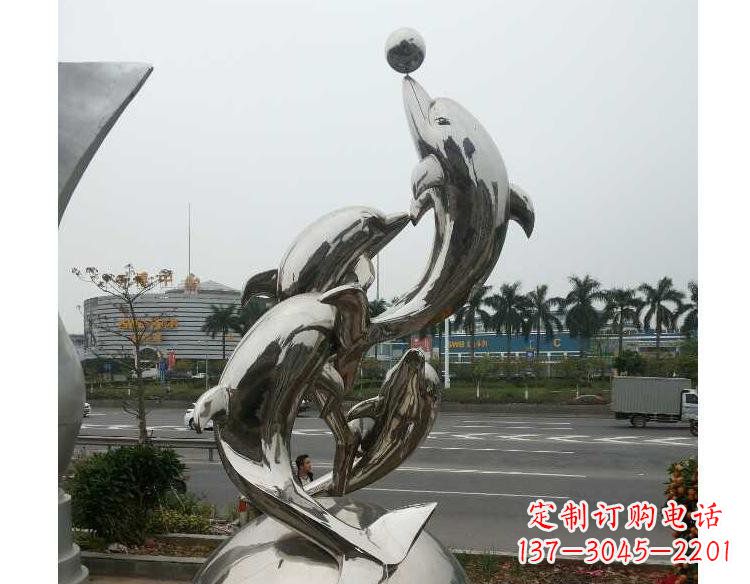 泰州海豚精美不锈钢雕塑