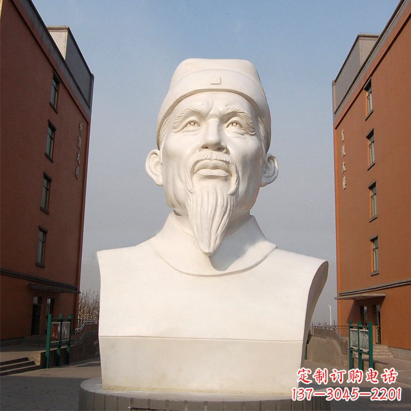 泰州杜甫石雕像-学校校园历史名人唐代著名诗人头像