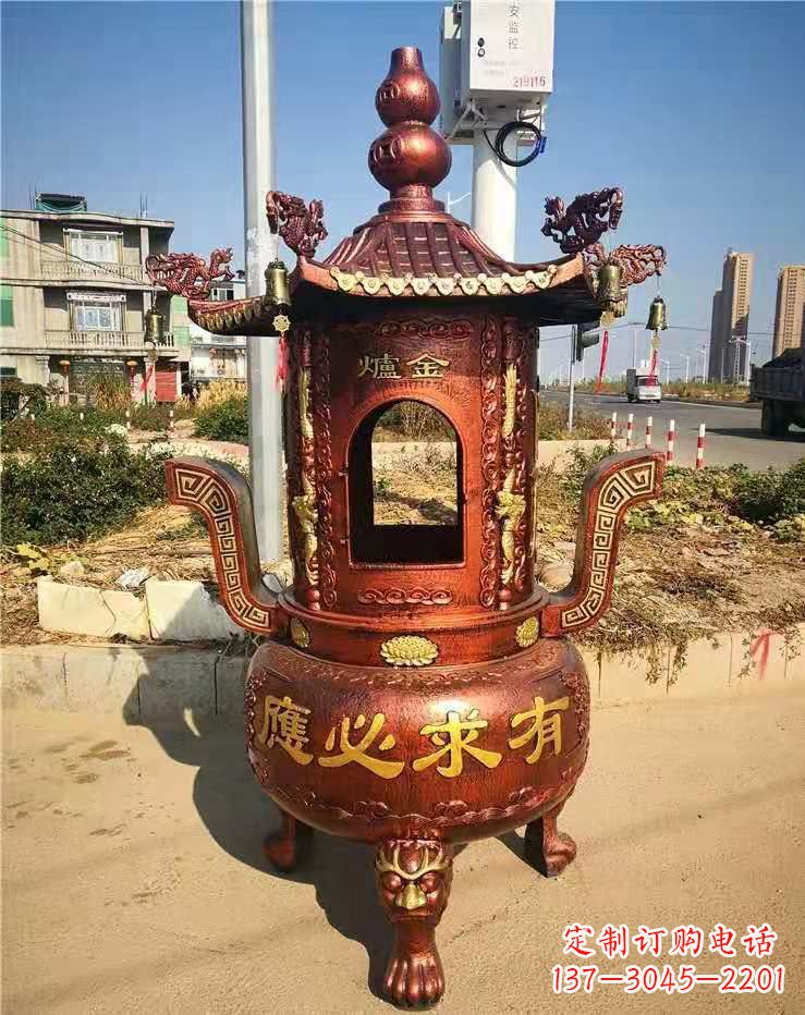 泰州杜浦精制铜香炉雕塑