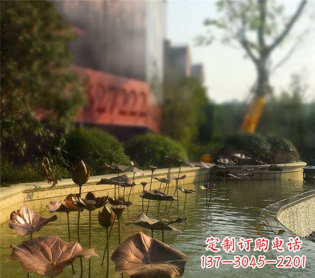 泰州荷叶风情传承——锻铜荷花荷叶小区景观雕塑