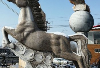 泰州大理石马踏祥云雕塑