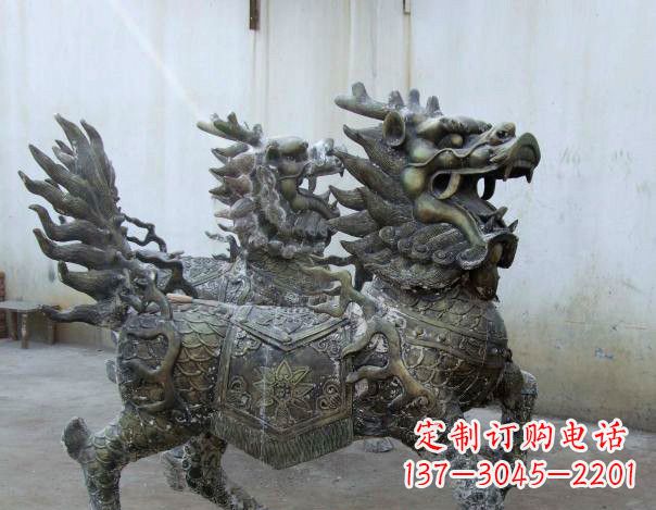泰州精致手工铜麒麟雕塑