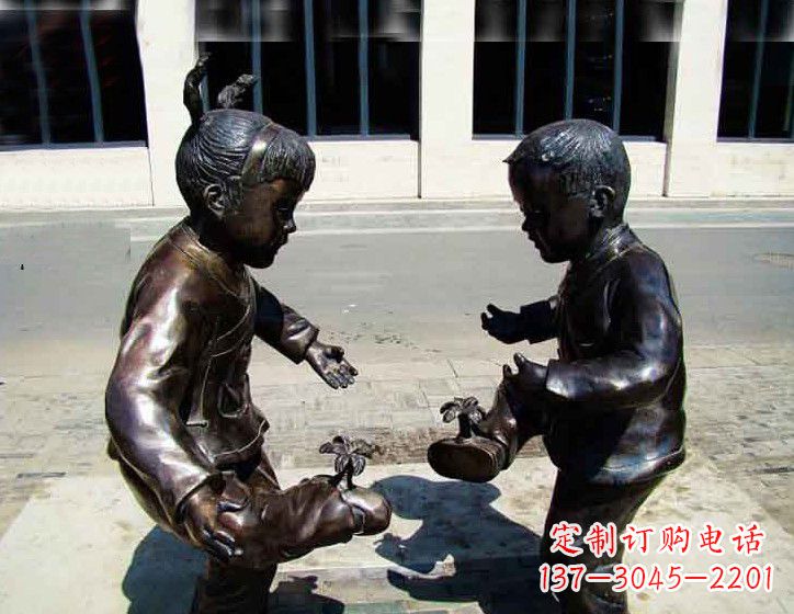 泰州儿童斗鸡铜雕