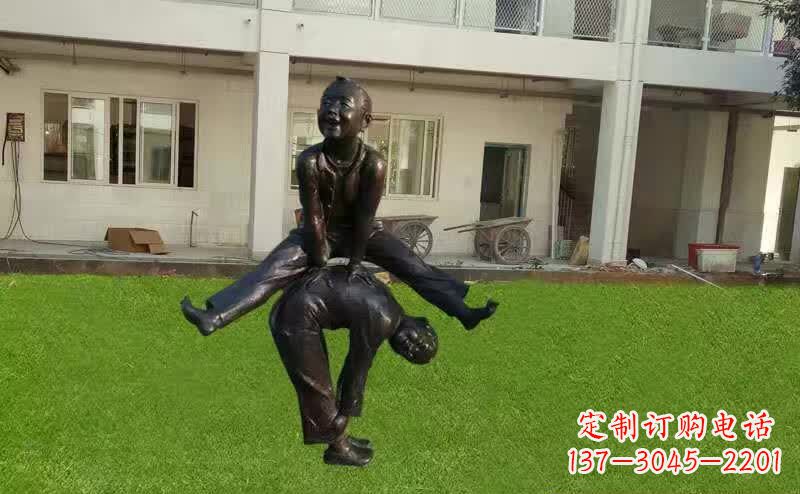 泰州儿童跳马铜雕塑
