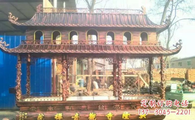 泰州方形寺庙古典香炉铜雕塑