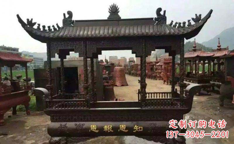 泰州方形寺庙香炉铜雕