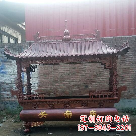 泰州方形香炉铜雕塑,精美香炉雕塑
