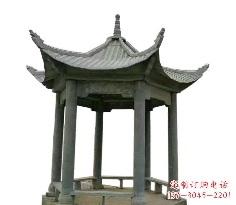 泰州仿古六角凉亭石雕 (2)