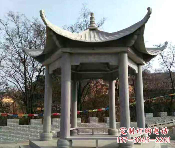 泰州仿古六角凉亭石雕 (4)