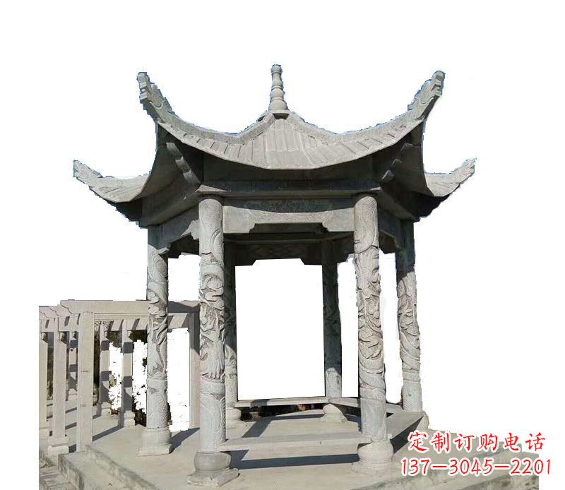 泰州仿古六角凉亭石雕 (10)