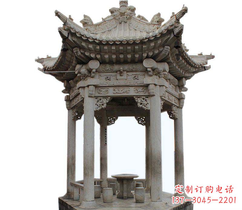 泰州仿古六角凉亭石雕