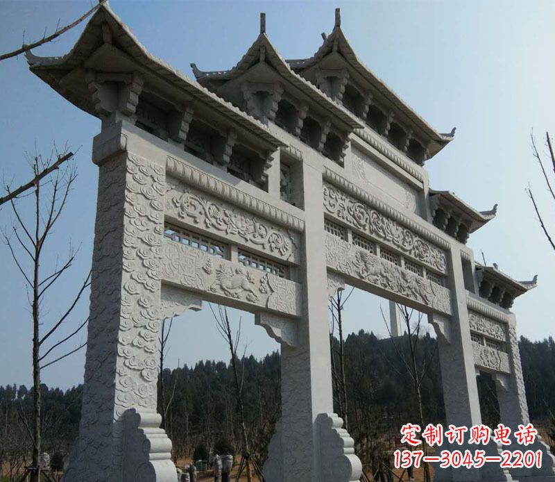 泰州仿古三门牌坊景观石雕