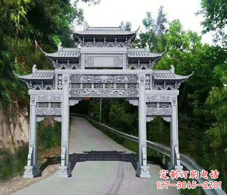 泰州仿古三门牌坊石雕