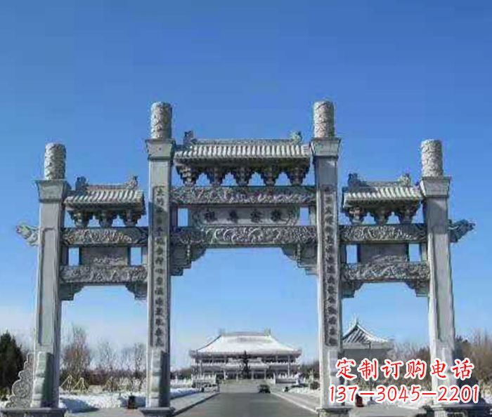 泰州仿古三门石牌坊 (2)