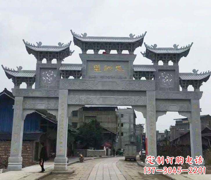 泰州仿古三门五楼牌坊石雕