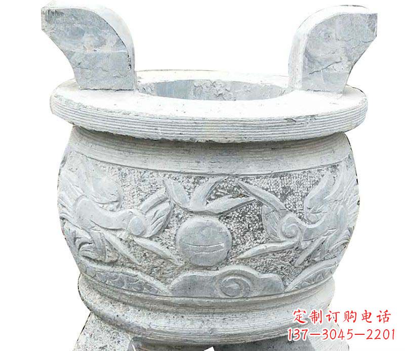 泰州精美仿古三足香炉石雕