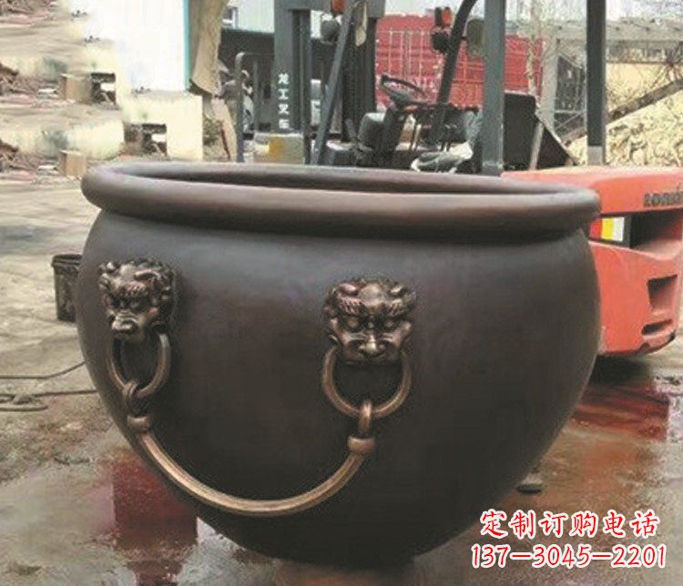 泰州非凡形态的铜雕狮子头水缸