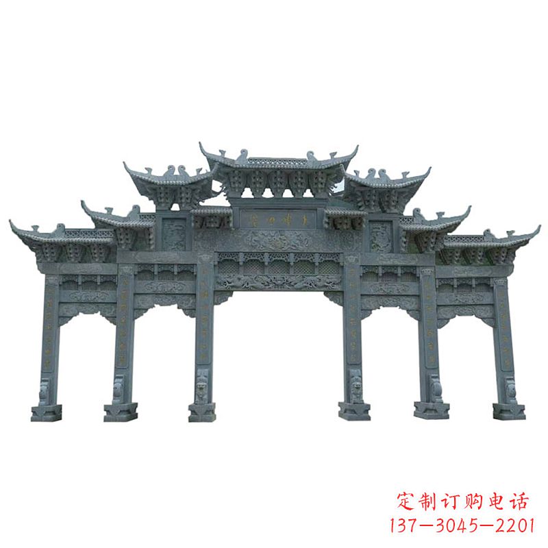 泰州仿古石雕牌楼五门石牌坊