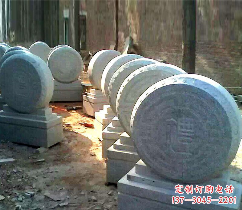 泰州仿古石门墩招财抱鼓石石雕 (2)