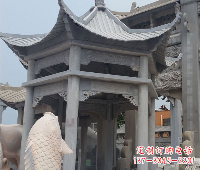 泰州精美仿古双层石雕凉亭