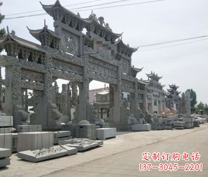 泰州仿古五门石雕牌坊
