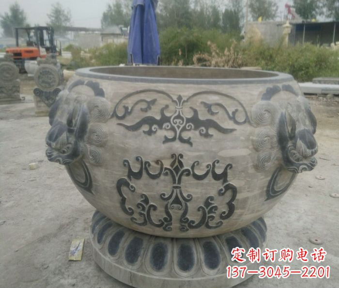 泰州仿古圆形水缸石雕 (3)