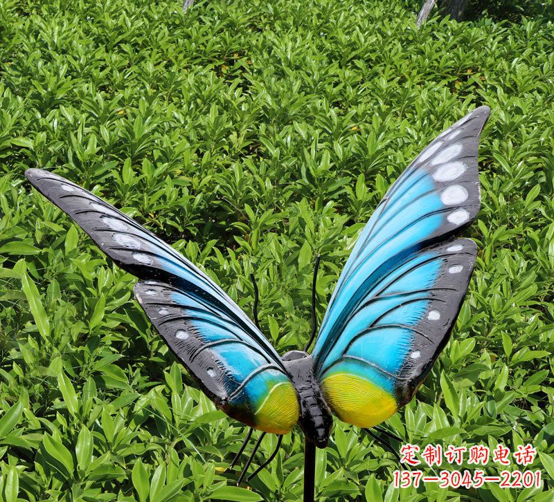 泰州仿真蝴蝶插件，玻璃钢公园昆虫雕塑