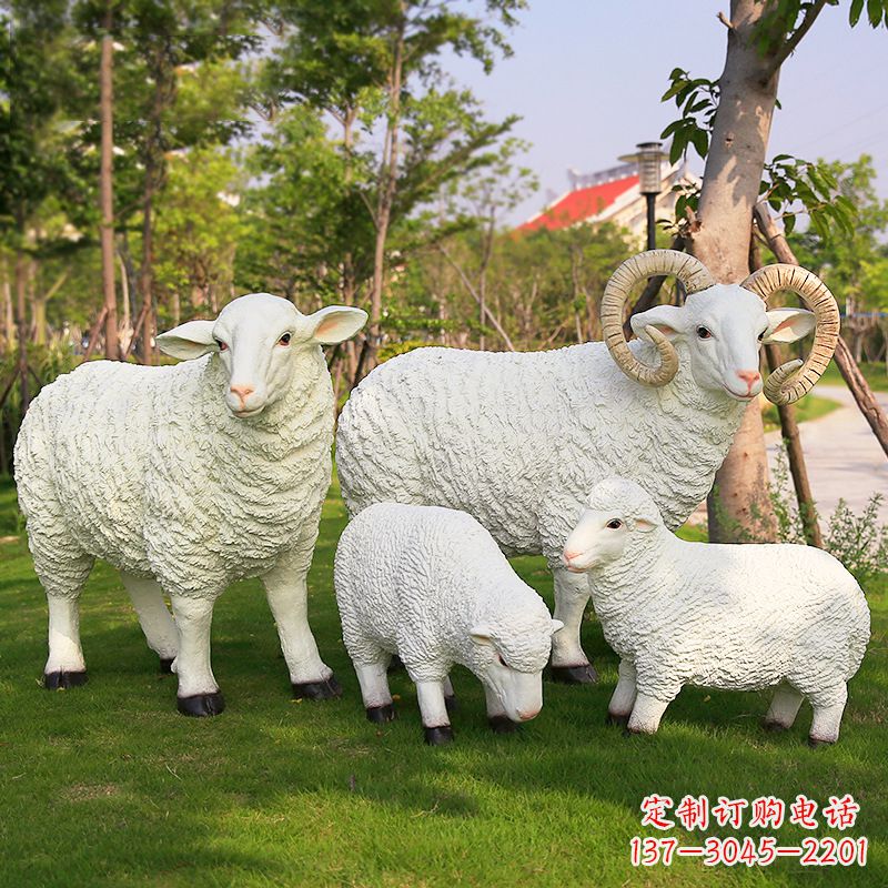 泰州乡村绵羊雕塑 – 农家院庭院仿真动物摆件
