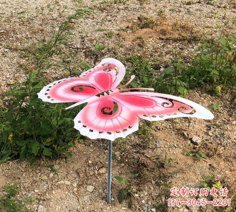 泰州粉红色不锈钢蝴蝶雕塑