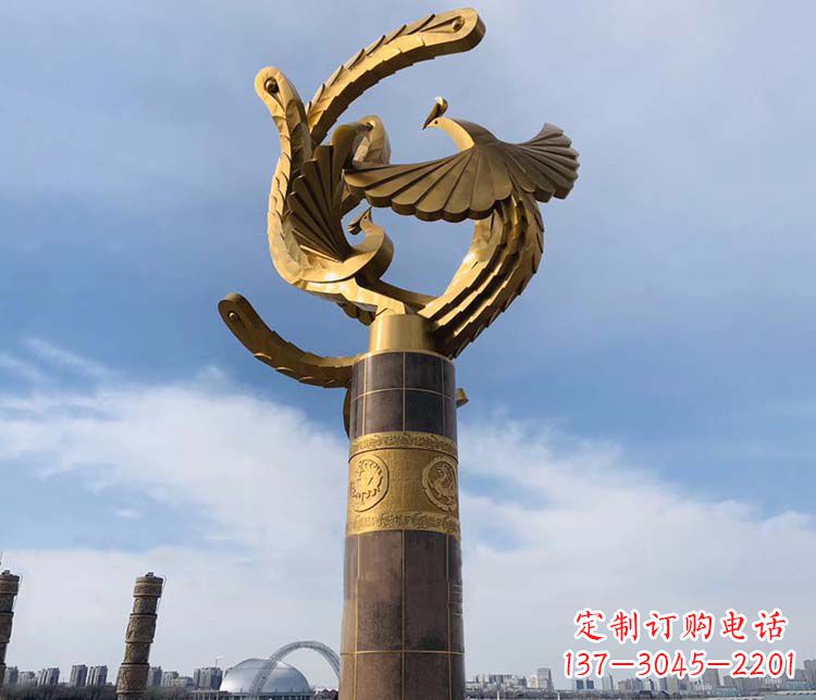 泰州凤凰华表铜雕
