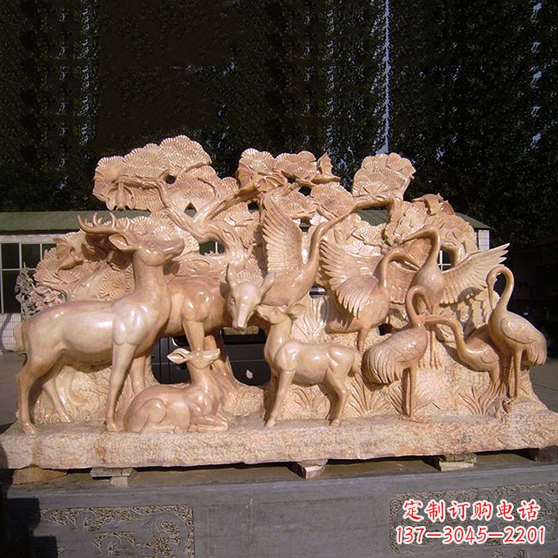 泰州福禄寿鹿鹤松蝙蝠石雕