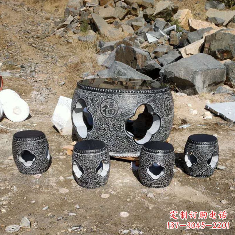 泰州福字青石桌凳雕塑