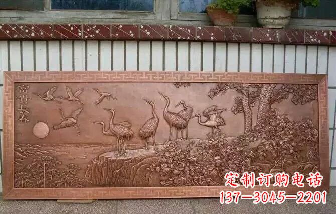 泰州富贵仙鹤浮雕锻铜雕塑