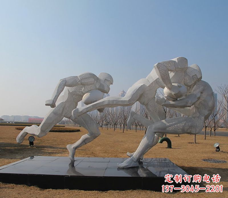 泰州不锈钢橄榄球体育雕塑