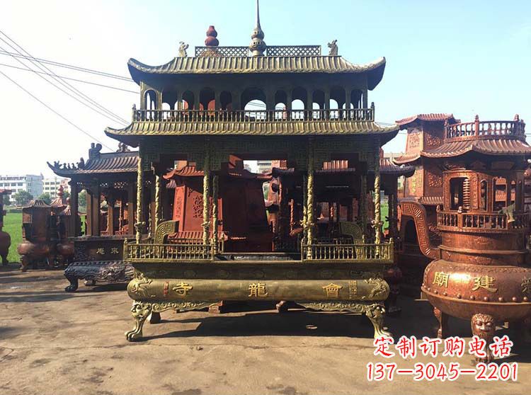 泰州高浮雕螭龙纹铜香炉