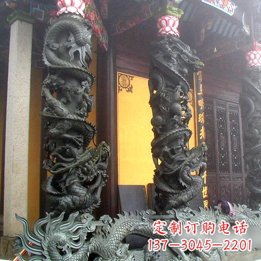 泰州高浮雕龙柱铜雕塑