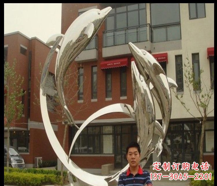 泰州精细不锈钢海豚雕塑