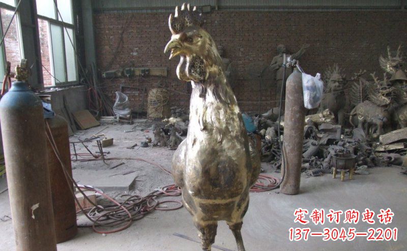 泰州公鸡铸铜动物铜雕