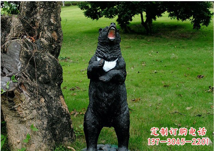 泰州公园风情玻璃钢仿真黑熊雕塑