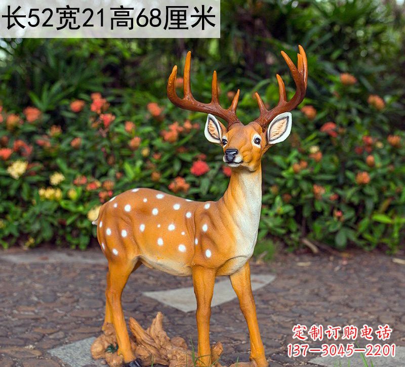 泰州精美制作玻璃钢仿真梅花鹿雕塑