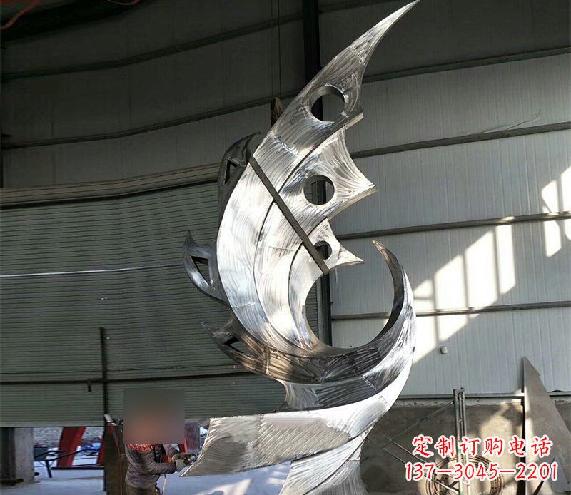 泰州公园不锈钢抽象凤凰景观雕塑 (3)