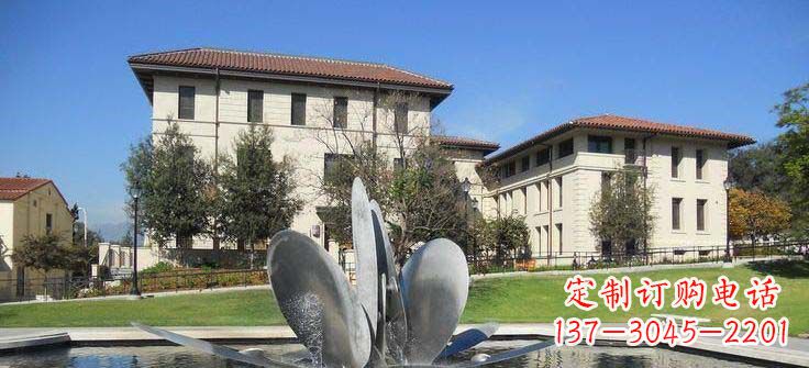 泰州抽象花朵不锈钢喷泉雕塑