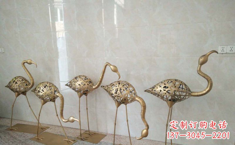 泰州不锈钢抽象火烈鸟动物雕塑