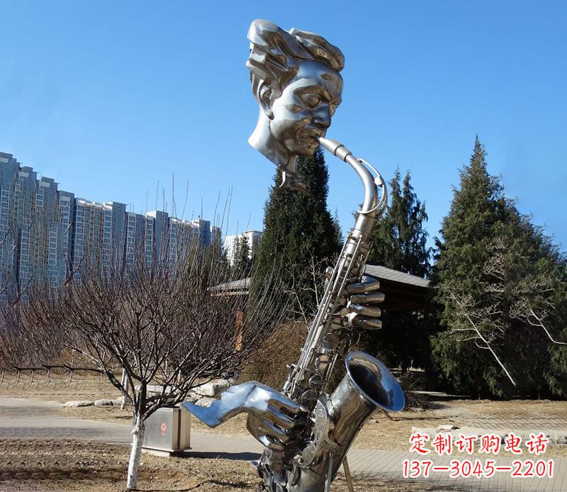 泰州纪念性不锈钢萨克斯头像雕塑