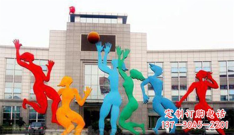 泰州激情运动的写照不锈钢女孩打篮球雕塑