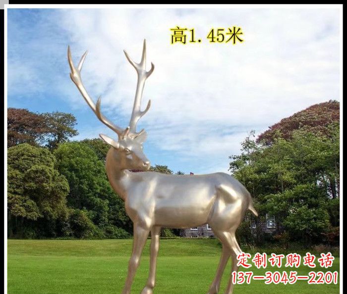 泰州高端室外不锈钢巨型动物鹿雕塑