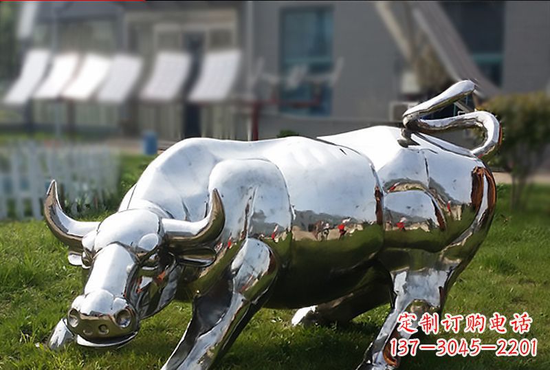 泰州公园不锈钢动物牛雕塑