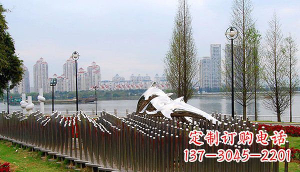 泰州动物主题不锈钢海豚雕塑