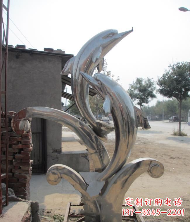 泰州倾情展示——室外可靠不锈钢海豚雕塑